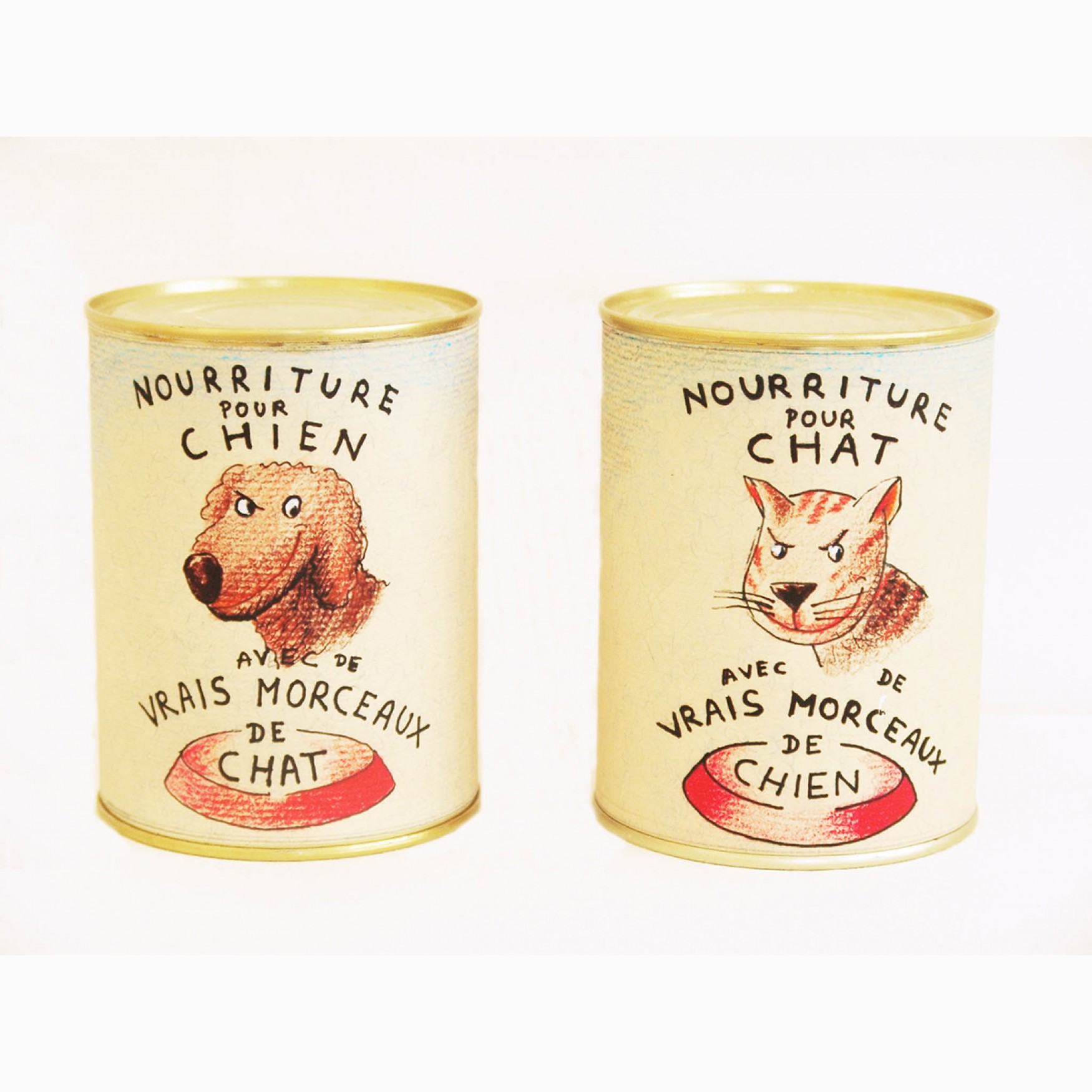  Nourriture pour chat avec de vrais morceaux de chien / Nourriture pour chien avec de vrais morceaux de chat